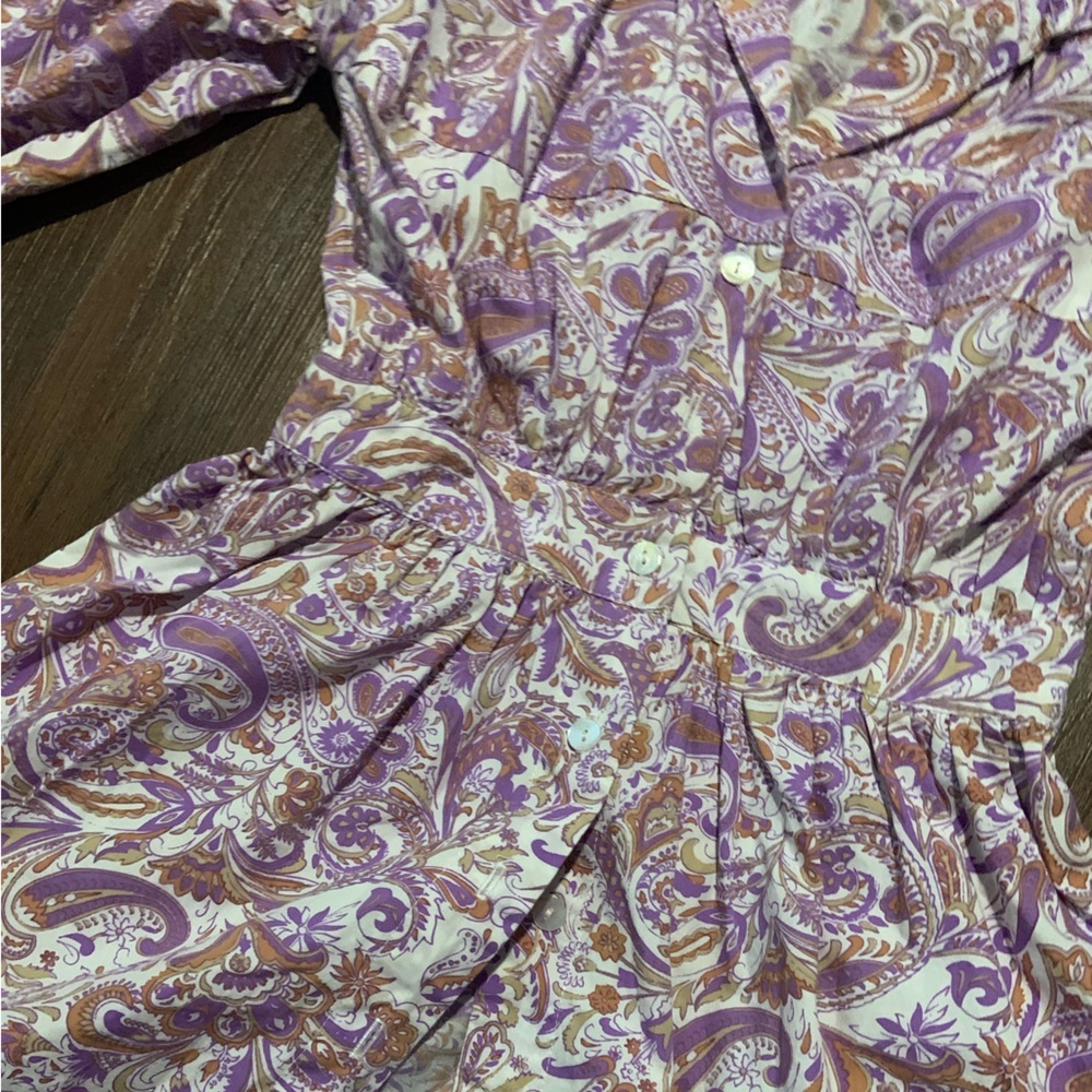 lusana Lola Collared Dress Crystal Paisley purple boho summer party revolve $288 - Picture 8 of 9